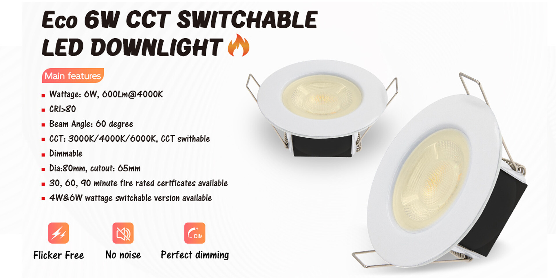 ECO 6W New Fire Rated Downlight